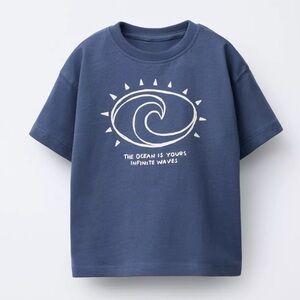Zara Kids | Toddler T-shirt with a round neck & short sleeves. Navy Blue